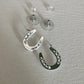 Carol Young Silver Horseshoe Post Back Earrings with Aqua Crystals - On Card