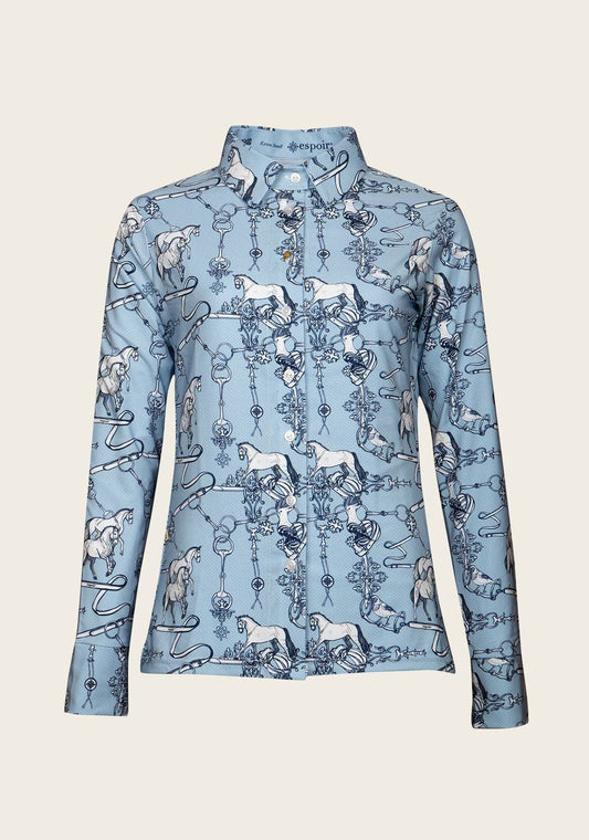 Espoir Equestrian - Espoir Sky Blue Carnival Ladies’ Button Shirt