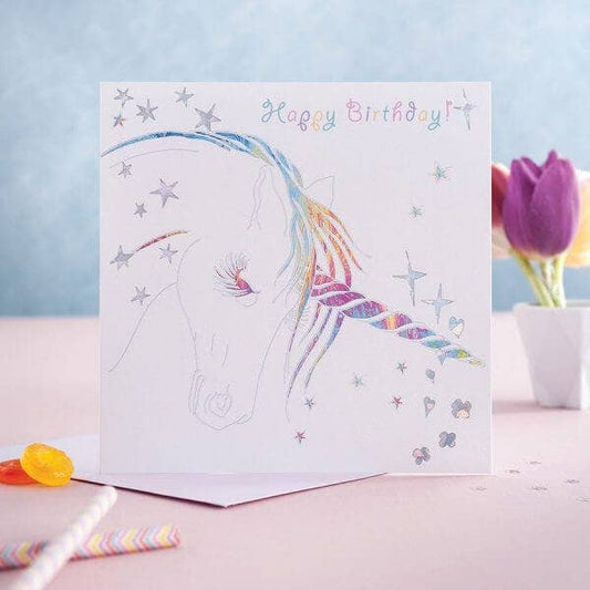 Deckled Edge Ltd - Prancing Myth Birthday Unicorn  | Greeting Card, Cards, Horse, Equine, Unicorn, Pony, Rainbow, Girl