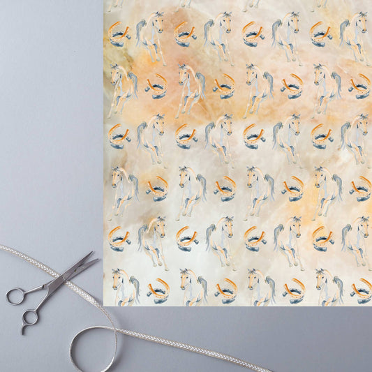 Deckled Edge Ltd - Gift Wrap: Golden Equine