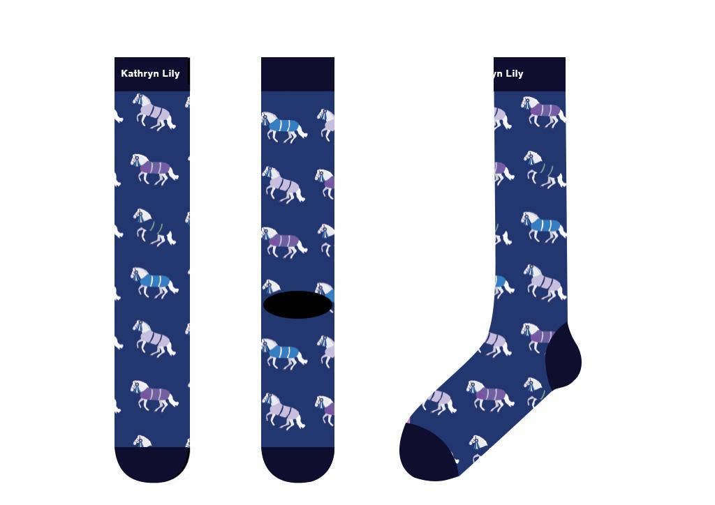 Kathryn Lily Equestrian - Tall Boot Socks -Winning Blanket Ponies