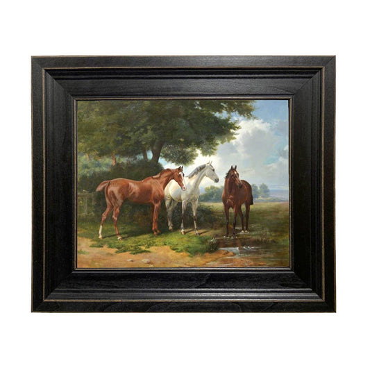 Madison Bay Co. - Three Horses Framed Oil Painting Print on Canvas