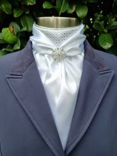 ERA Elle Stock Tie - Soft Ties with Silver Diamond Brocade and Brooch