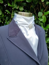 ERA Elle Stock Tie - Soft Ties with Silver Diamond Brocade and Brooch