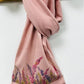 Art on Scarves - Cashmere Feel Scarf Handprinted with Heather on Dusky Pink