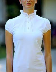 GiddyUp Ladies Cara Ruffle Neck Shirt White