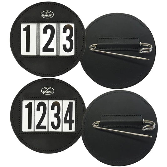 Hamag Leather Saddle Cloth Number Holders (Pair) - Round