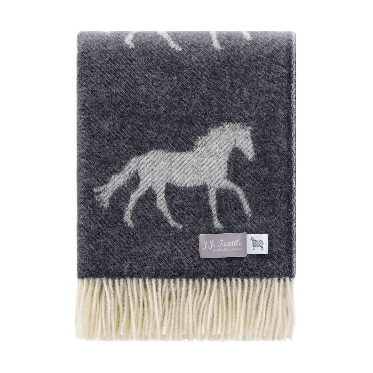 JJ Textile - Horse Soft Black Pure Wool Throw