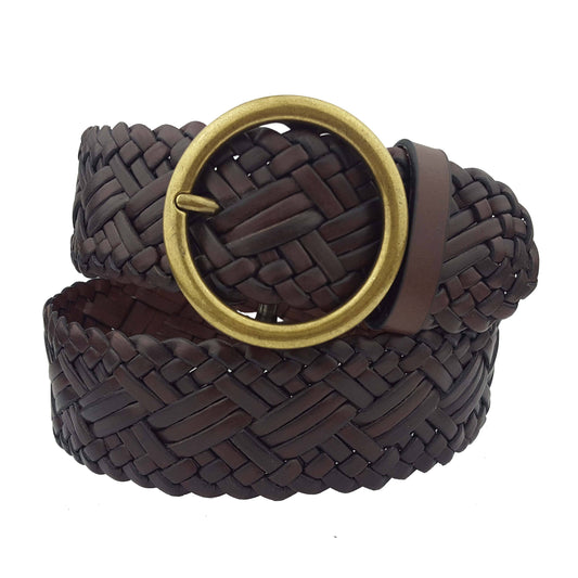 Axesoria West - Hand Braided Leather Belt in Round Buckle