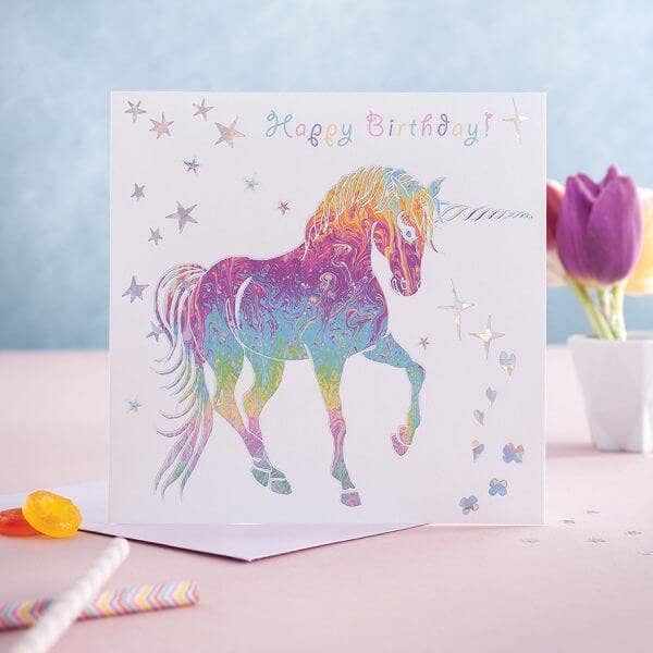 Deckled Edge Ltd - Prancing Myth Rainbow Unicorn  | Greeting Card, Cards, Horse, Equine, Unicorn, Pony, Rainbow, Girl