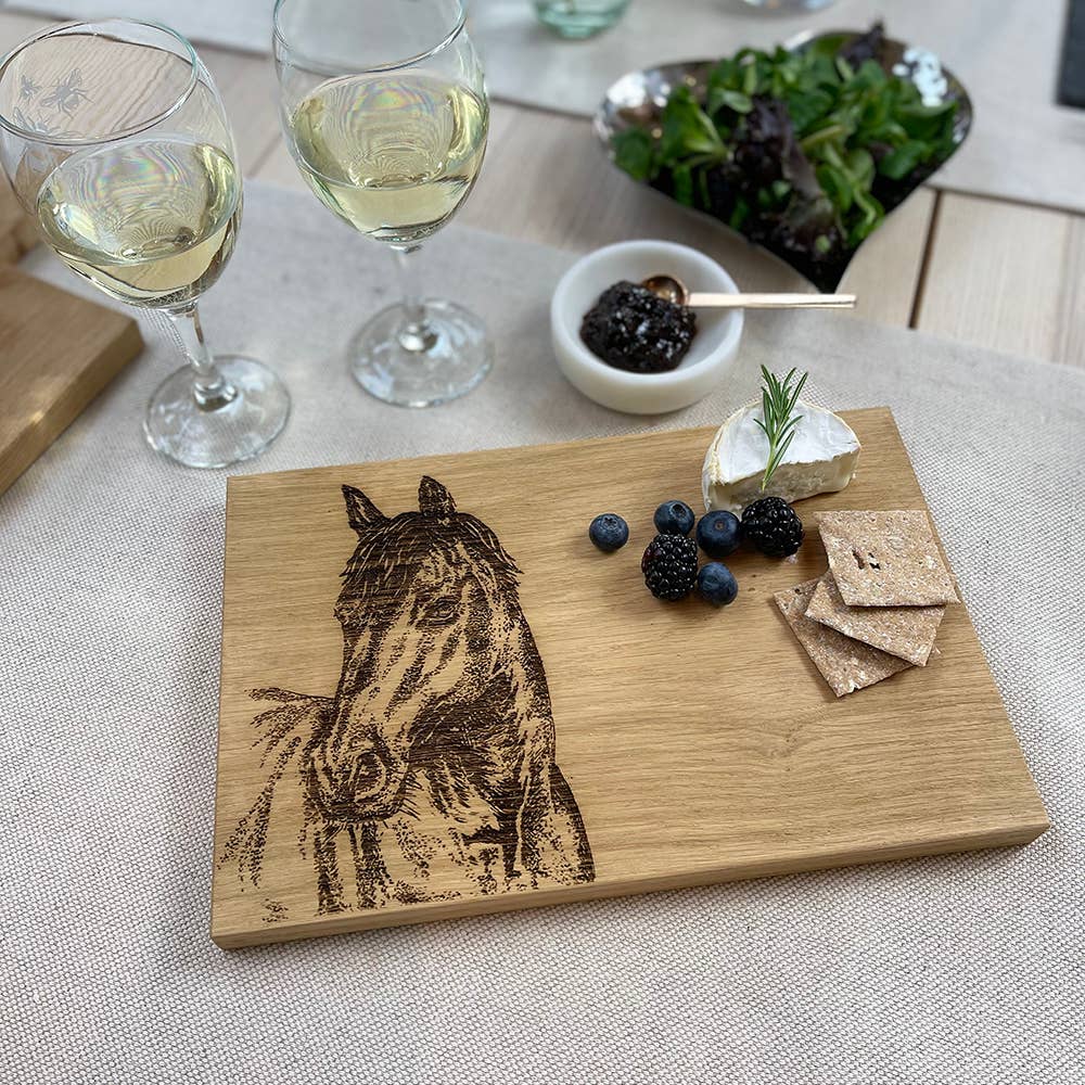 Selbrae House Ltd - Horse Portrait Oak Serving Board 30cm