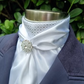 ERA Elle Stock Tie - Soft Ties with Silver Diamond Brocade and Brooch