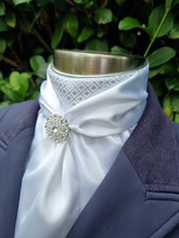 ERA Elle Stock Tie - Soft Ties with Silver Diamond Brocade and Brooch