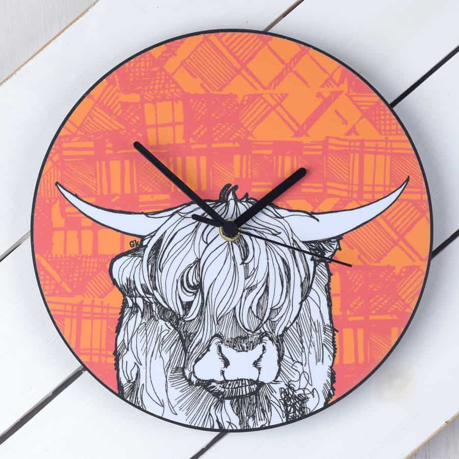 Gillian Kyle - Tartan Cow Wall Clock