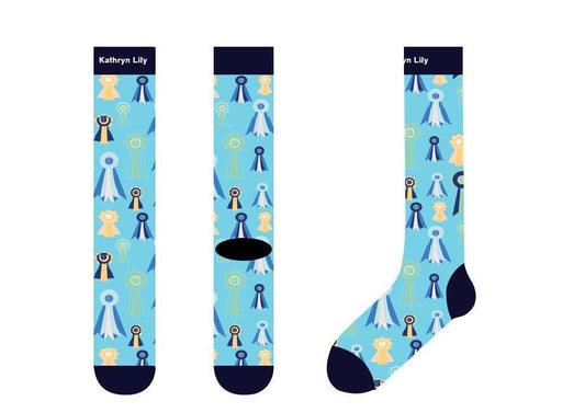 Kathryn Lily Equestrian - Tall Boot Socks- Teal Ribbons