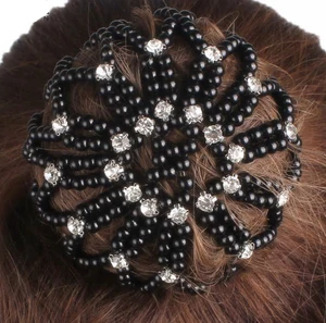 Hamag Pearl Hair Bun Net with Crystals