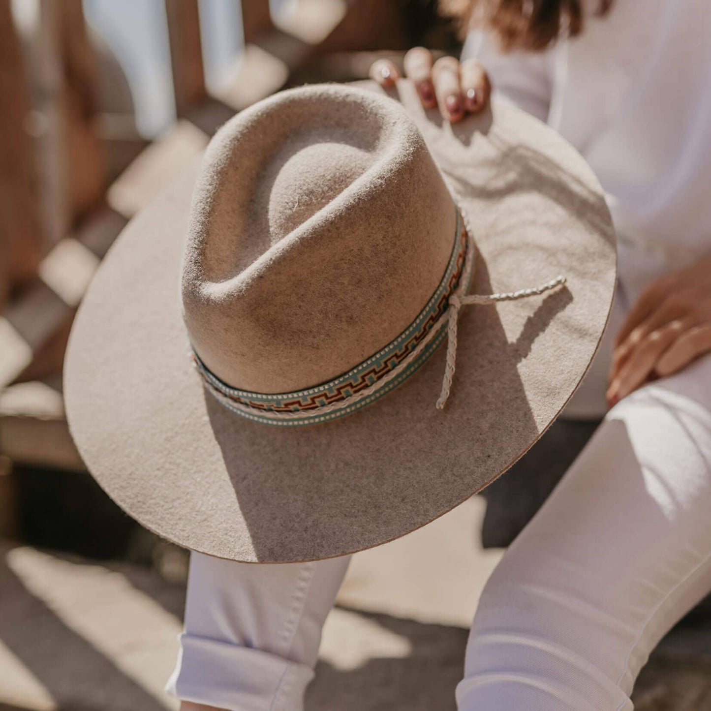 American Hat Makers - Maldives Moon - Womens Wide Brim Felt Fedora Hat