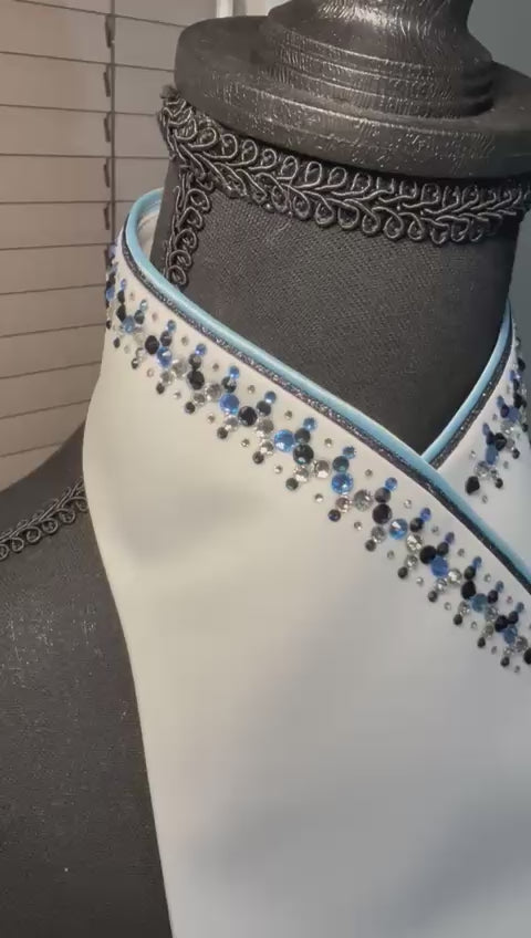 Plastronique Custom Stock Tie Black Glitter/Sky Blue