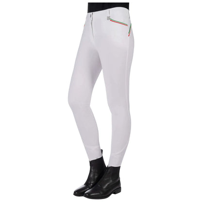 HKM Laura Garrelli Riding Breeches Full Seat - Livigno Sportive - White & Taupe